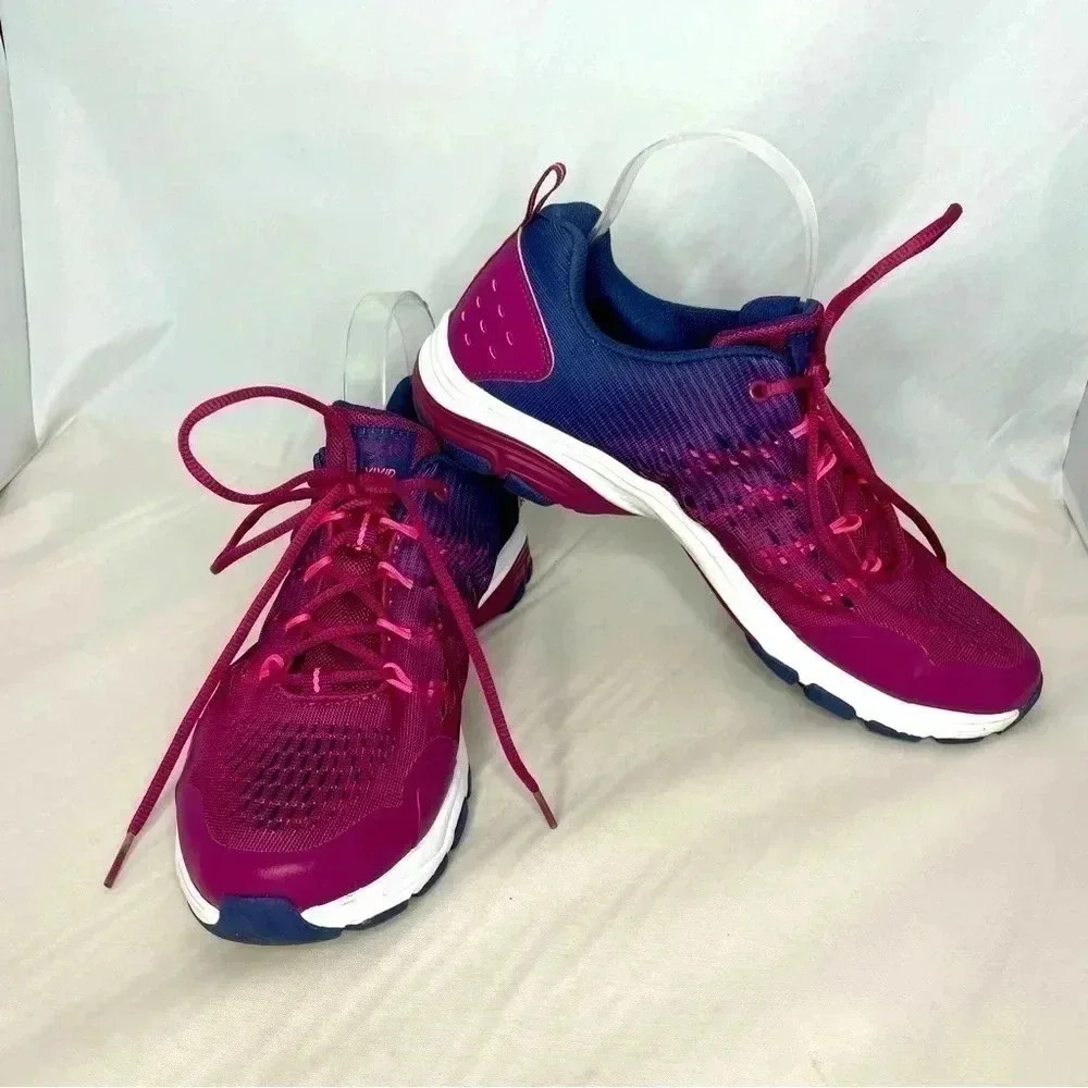 Ryka RZX Women's Vivid Sneakers 10W Raspberry Blue Lace Up Mesh